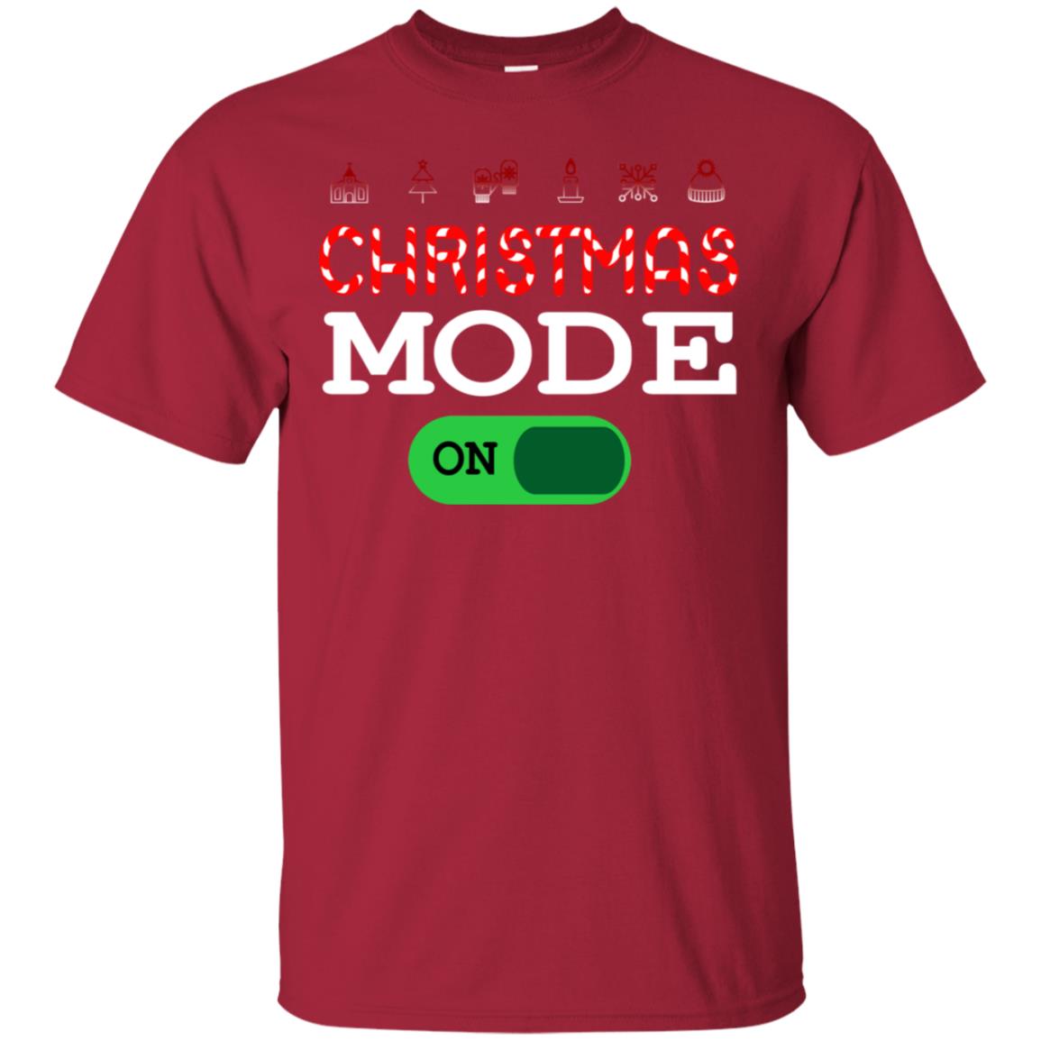 Mode On Christmas X-mas Gift Shirt For Mens Womens Kids Cardinal