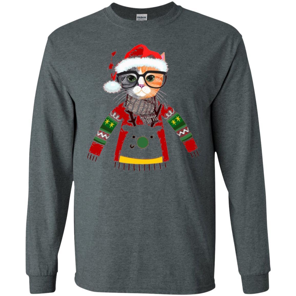 Christmas T-shirt Cat Lover Meowy Christmas T-shirt Dark Heather