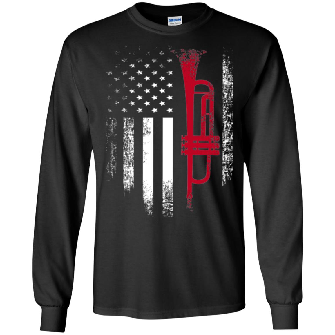 Trumpet Lovers T-shirt American Flag Black