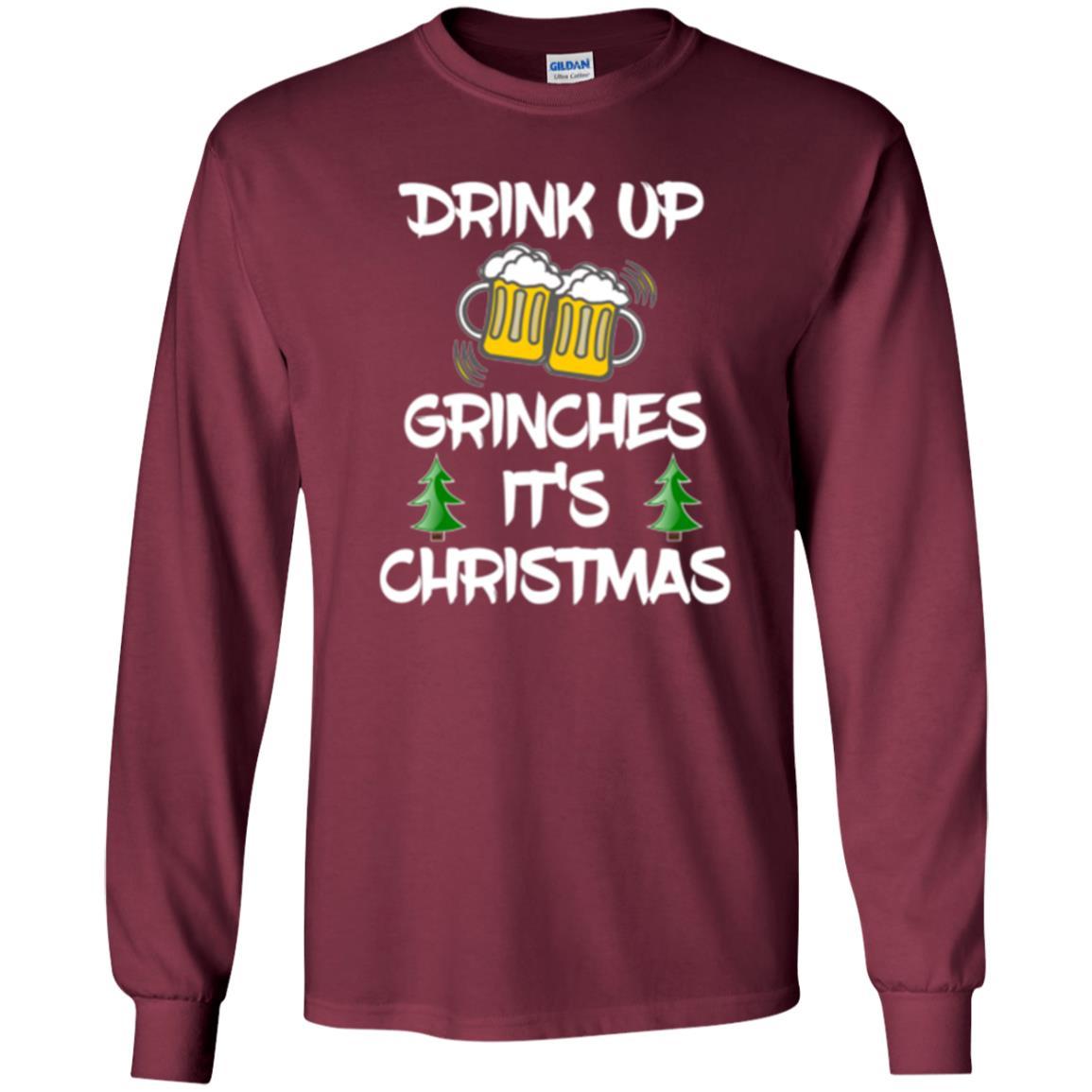 Beer Lover T-shirt Drink Up Beer Grinches It's Christmas Maroon