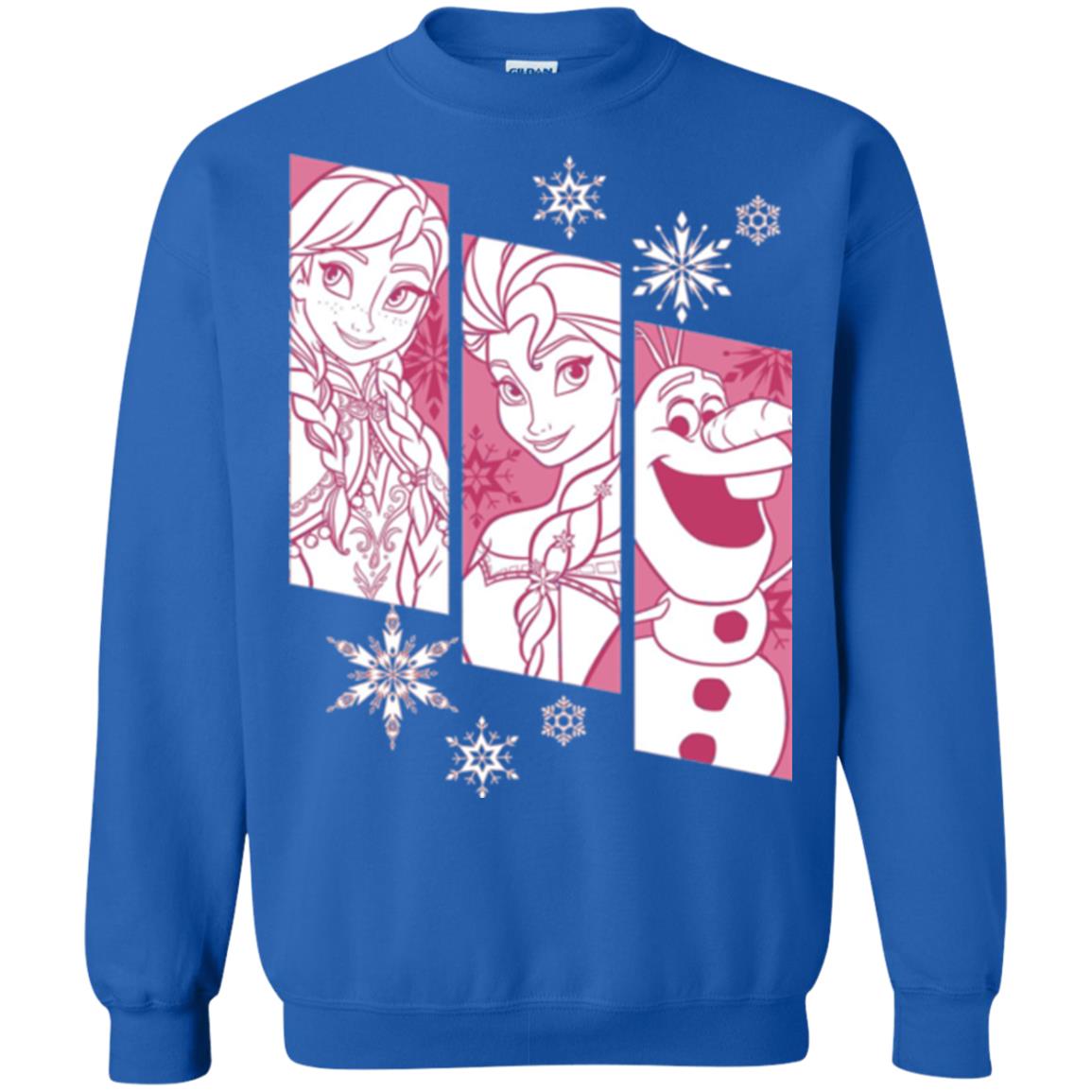 Frozen Anna Elsa Olaf Snowflake Panel Graphic T-shirt Royal
