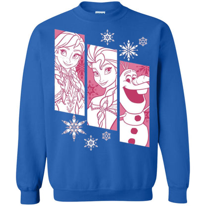Frozen Anna Elsa Olaf Snowflake Panel Graphic T-shirt Royal