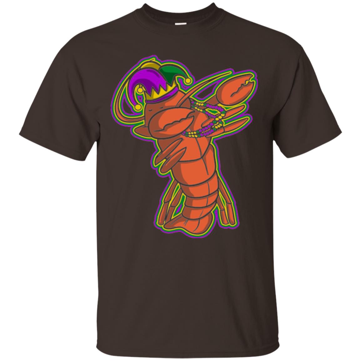 Dabbing Mardi Gras Crawfish T-shirt Mardi Gras Gift Shirt Dark Chocolate