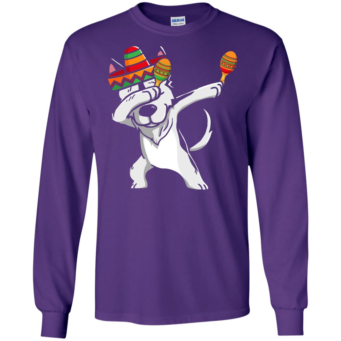 Dabbing Husky Funny Cinco De Mayo T-shirt Purple