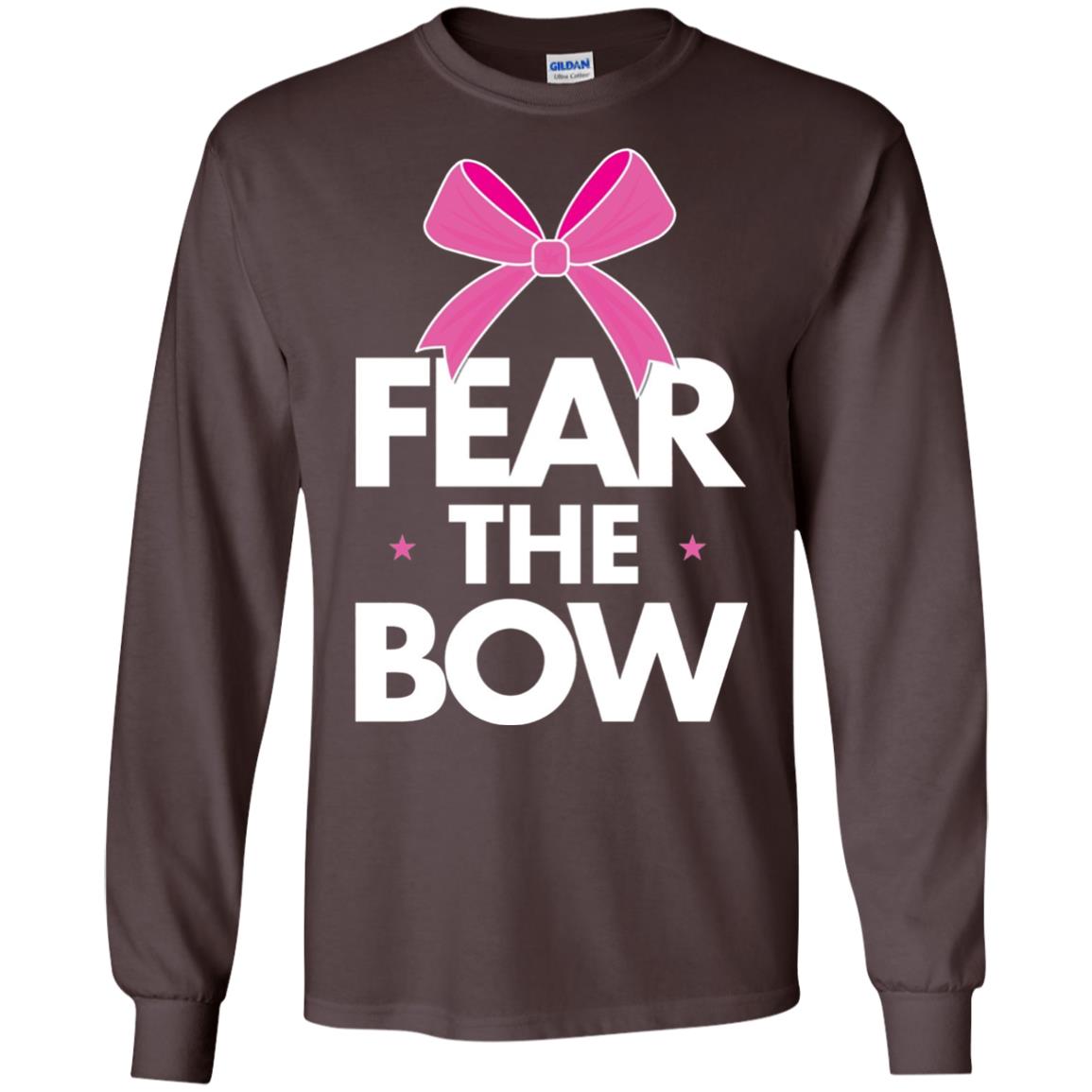 Fear The Bow Big Pink Bow Cheerleader Apparel Shirt Dark Chocolate