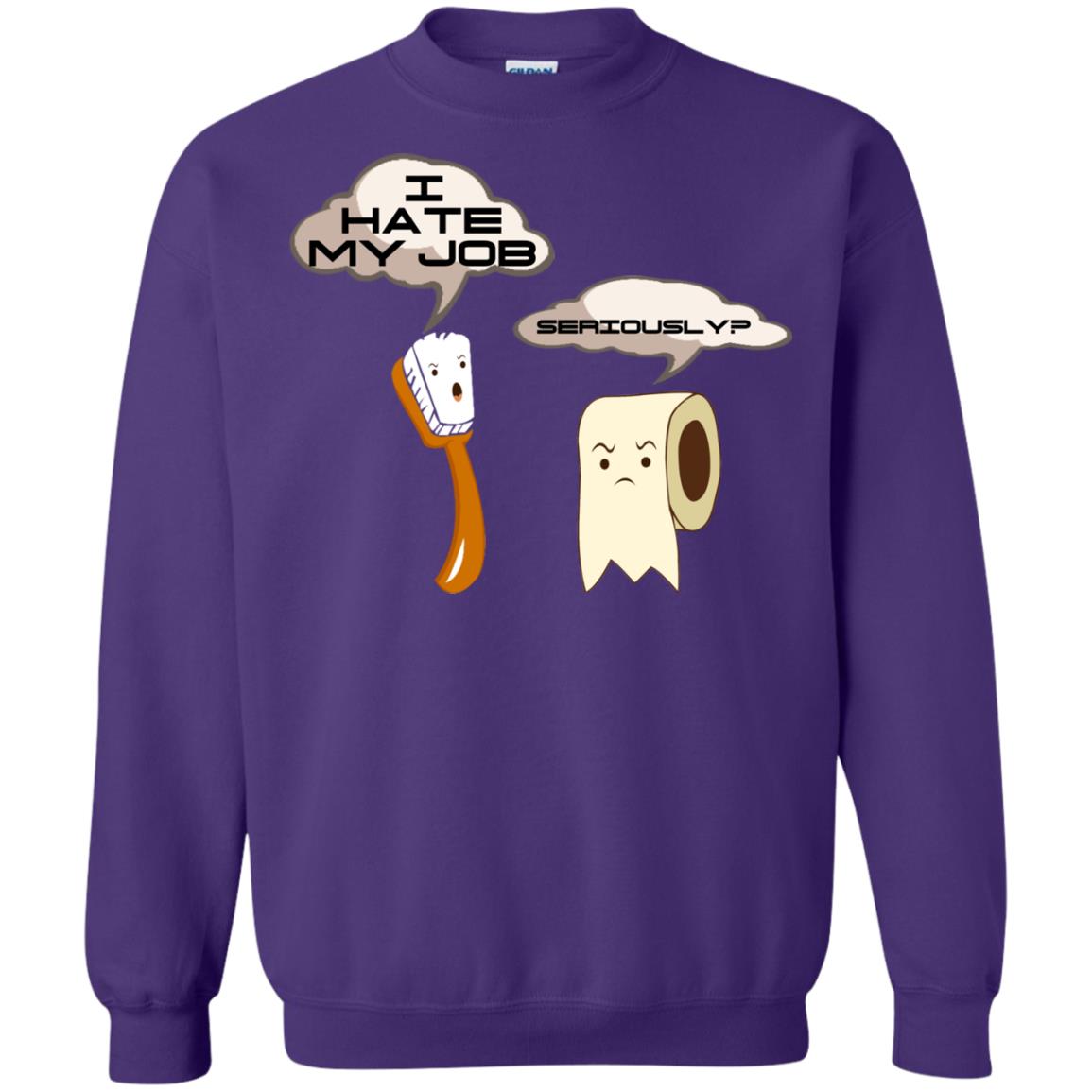 Funny Toothbrush And Toilet Paper I Hate My Job T-shirt Purple