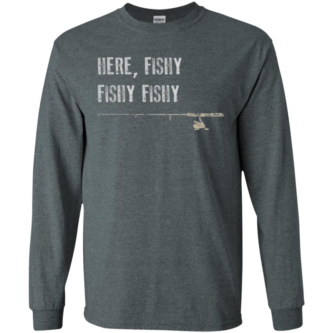 Fishing Lover T-shirt Here Fishy Fishy Dark Heather