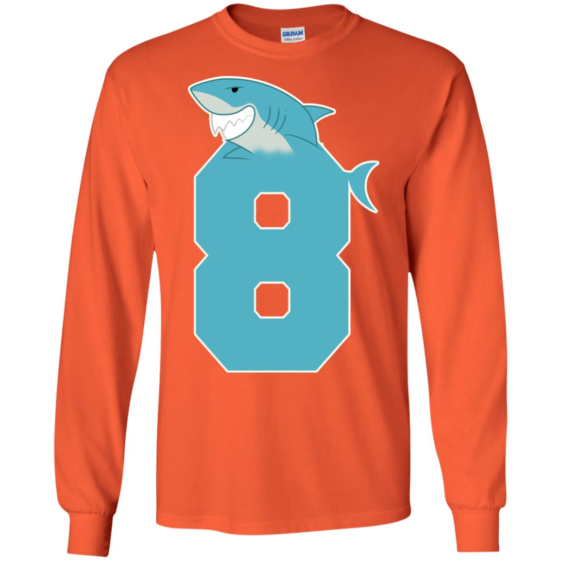 8th Birthday Shark Party Shirt Orange