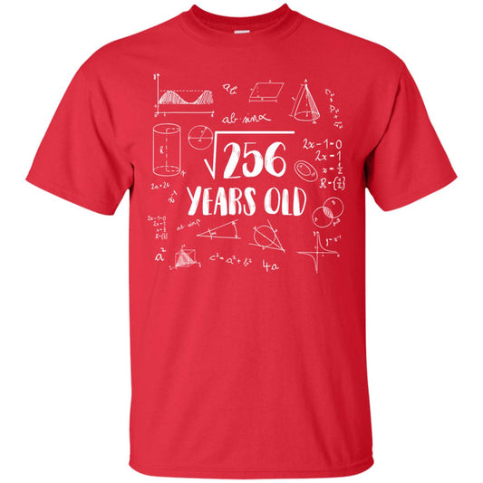 Square Root Of 256 16th Birthday 16 Years Old Math T-shirt Red