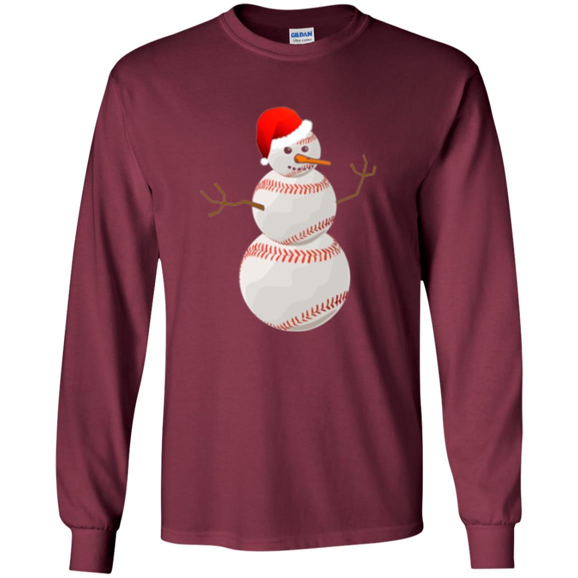 Christmas Baseball T-shirt Baseball Snowman Maroon