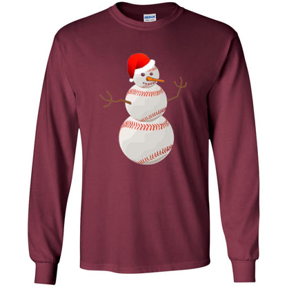 Christmas Baseball T-shirt Baseball Snowman Maroon