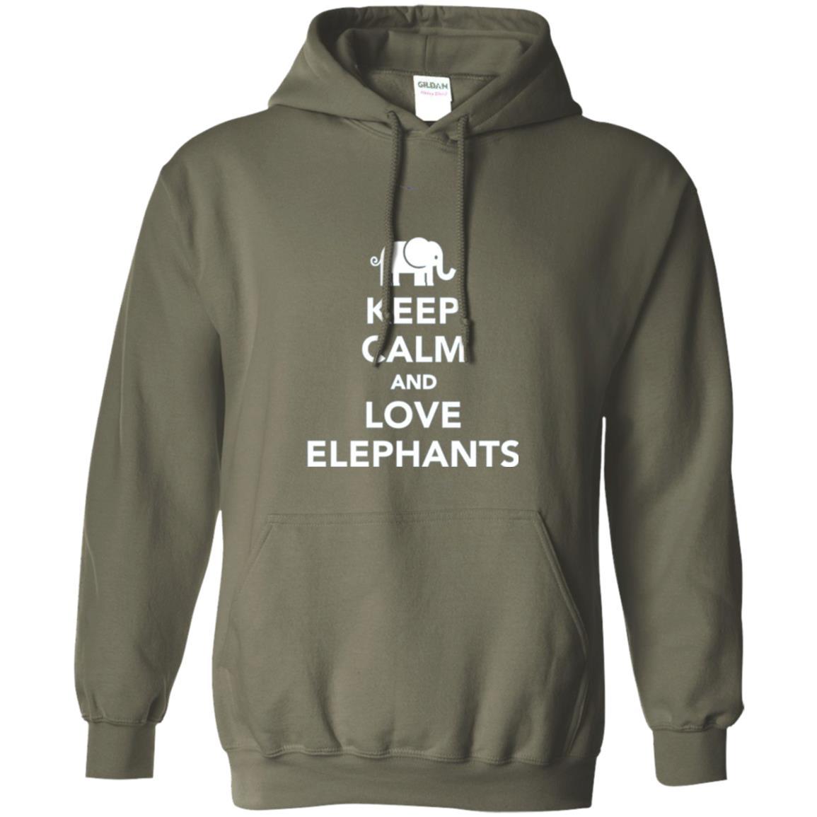 Elephant Lover T-shirt Keep Calm And Love Elephants T-shirt Military Green