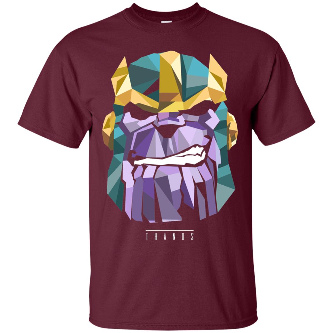 Thanos Low Poly Geometric Art Head Graphic T-shirt Maroon