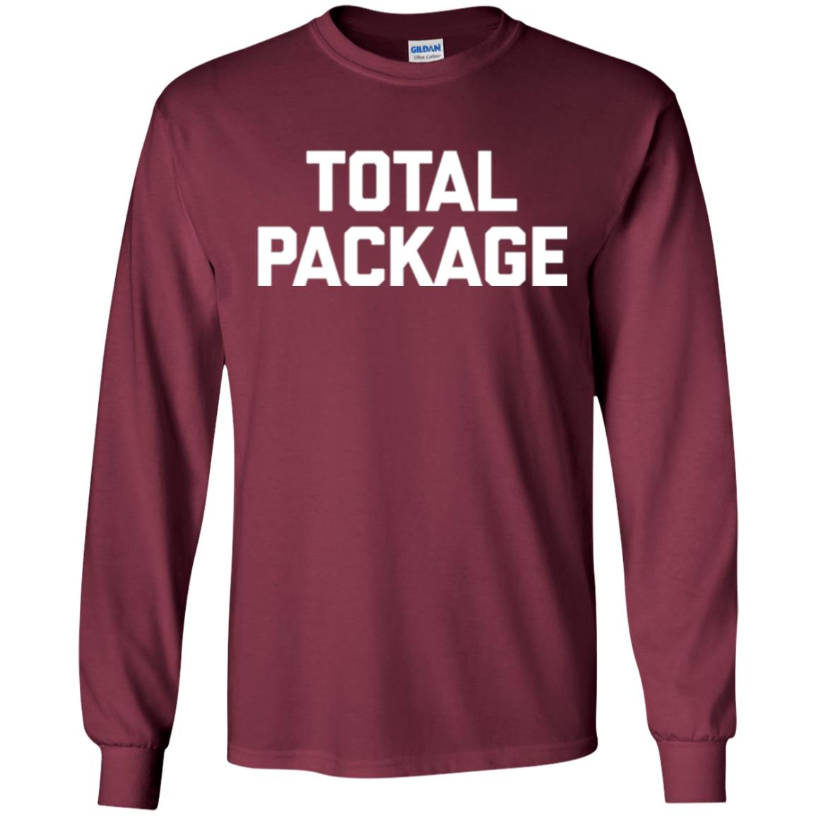 Novelty Humor T-shirt Total Package Maroon