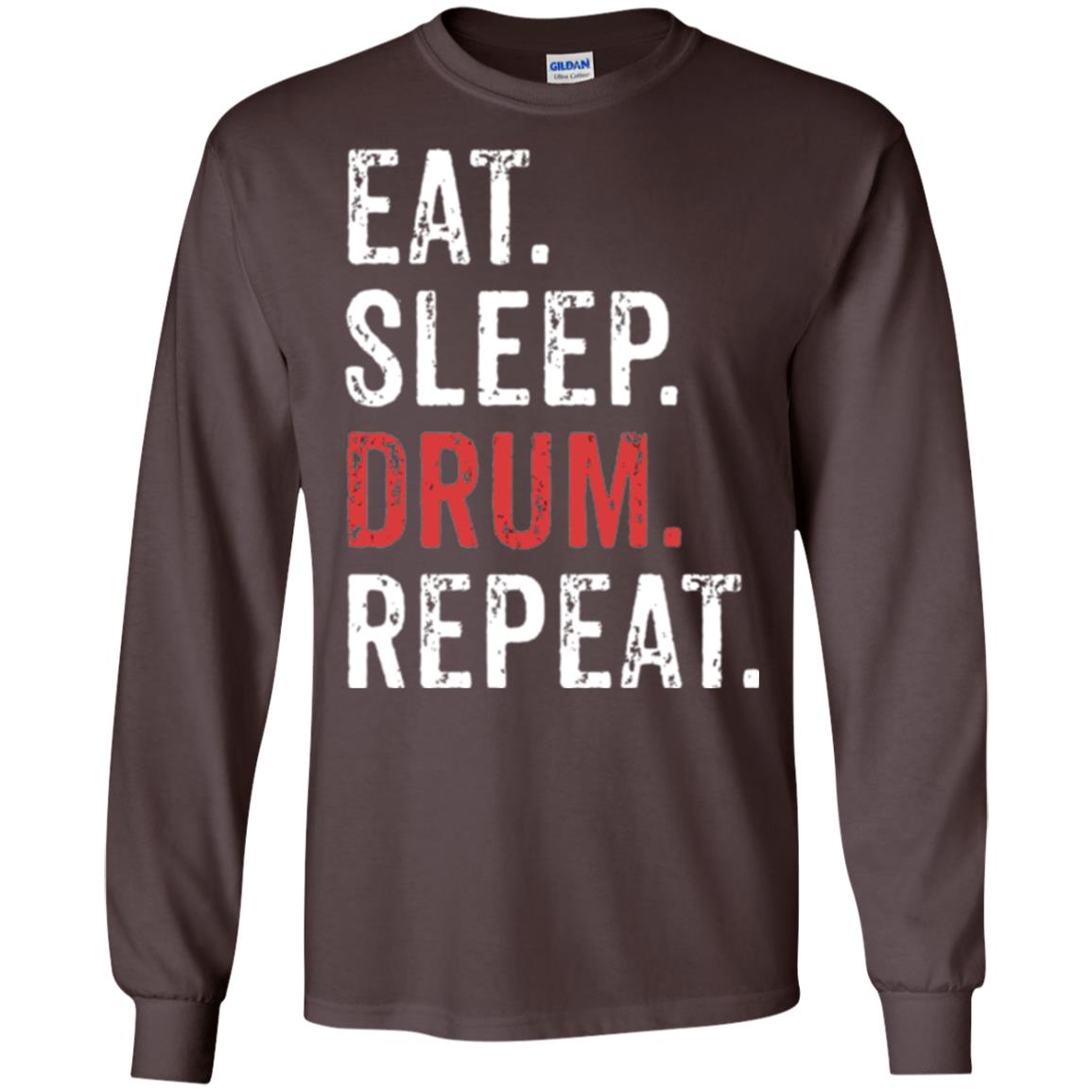 Drummer T-shirt Eat Sleep Drum Repeat Dark Chocolate