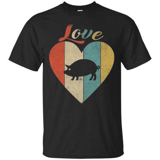 Beautiful Vintage Retro Pig Lover T-shirt Black
