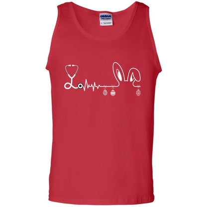 Easter Bunny Nurse Heartbeat T-shirt For Nursing Lover Red