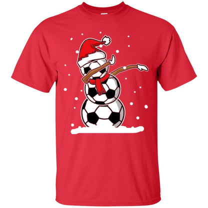 Christmas T-shirt Dabbing Snowman Soccer Red