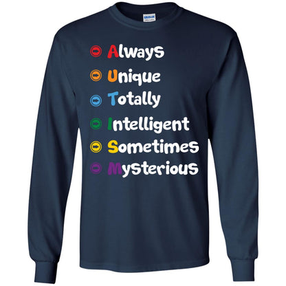 Always Unique Totally Intelligent Autism Awareness T-shirt Navy