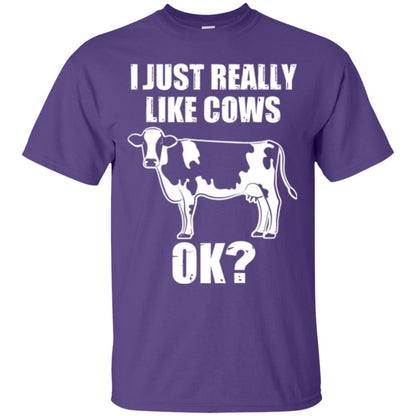 Cow Lovers T-shirt I Just Really Like Cows Ok Purple