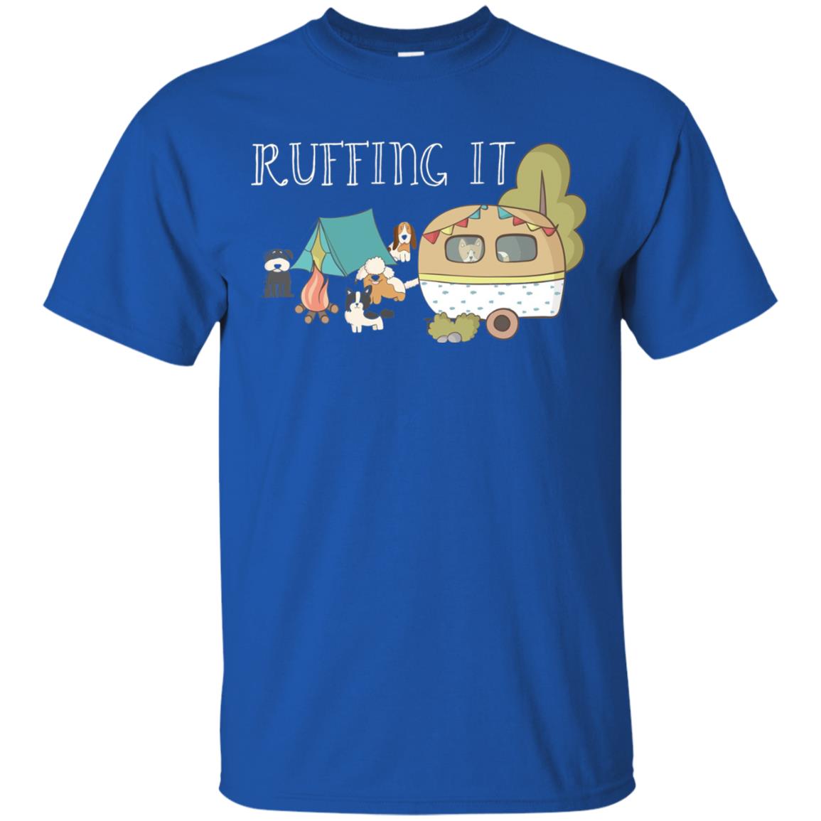 Ruffing It Camping With Dogs Camper T-shirt Royal