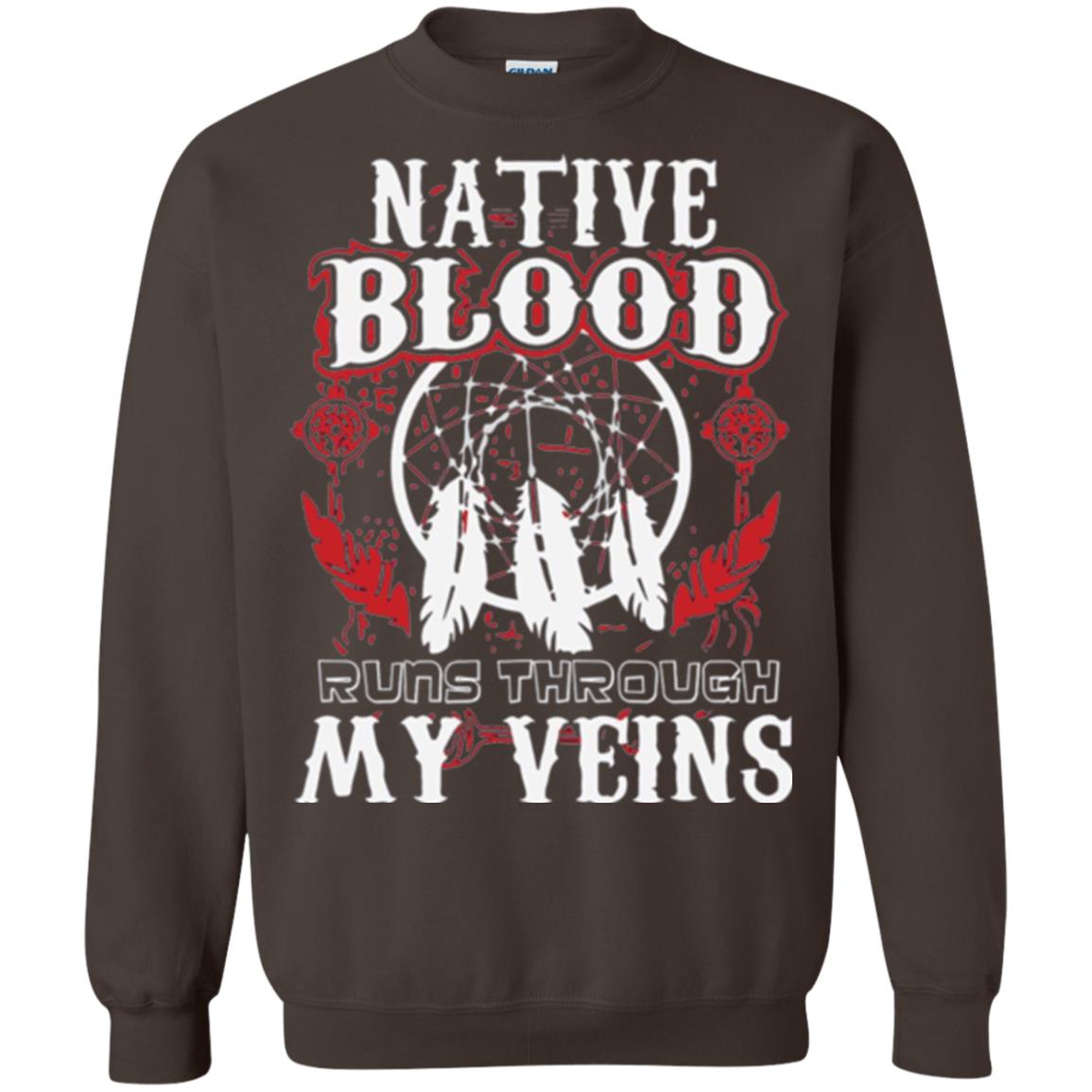 American T-shirt Native Blood Runs Through My Veins Dark Chocolate