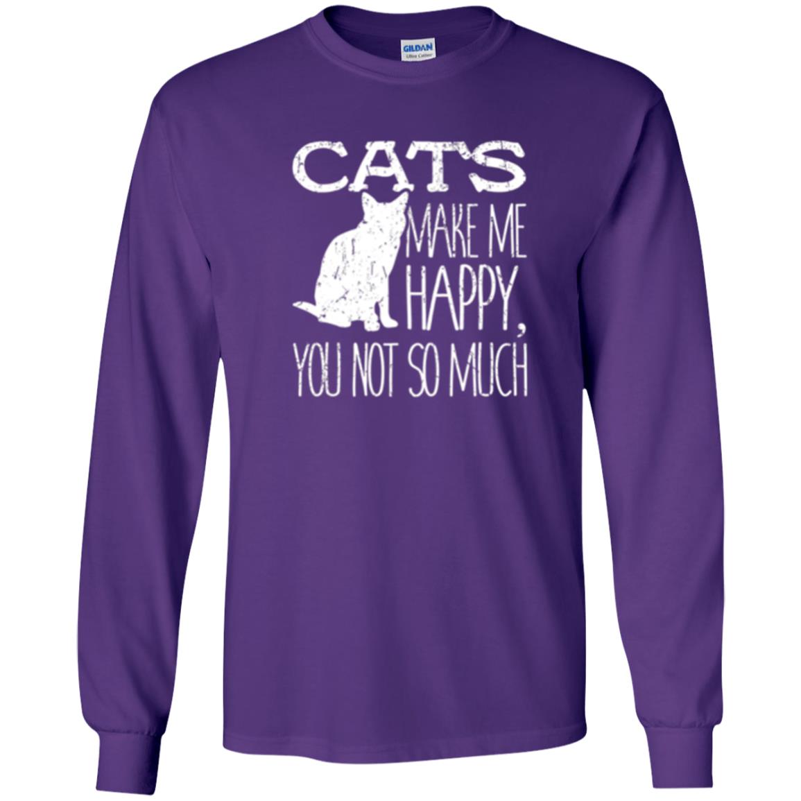 Cat Lover T-shirt Cats Make Me Happy You Not So Much Purple
