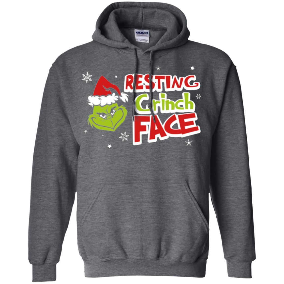 Christmas T-shirt Resting Grinch Face Dark Heather