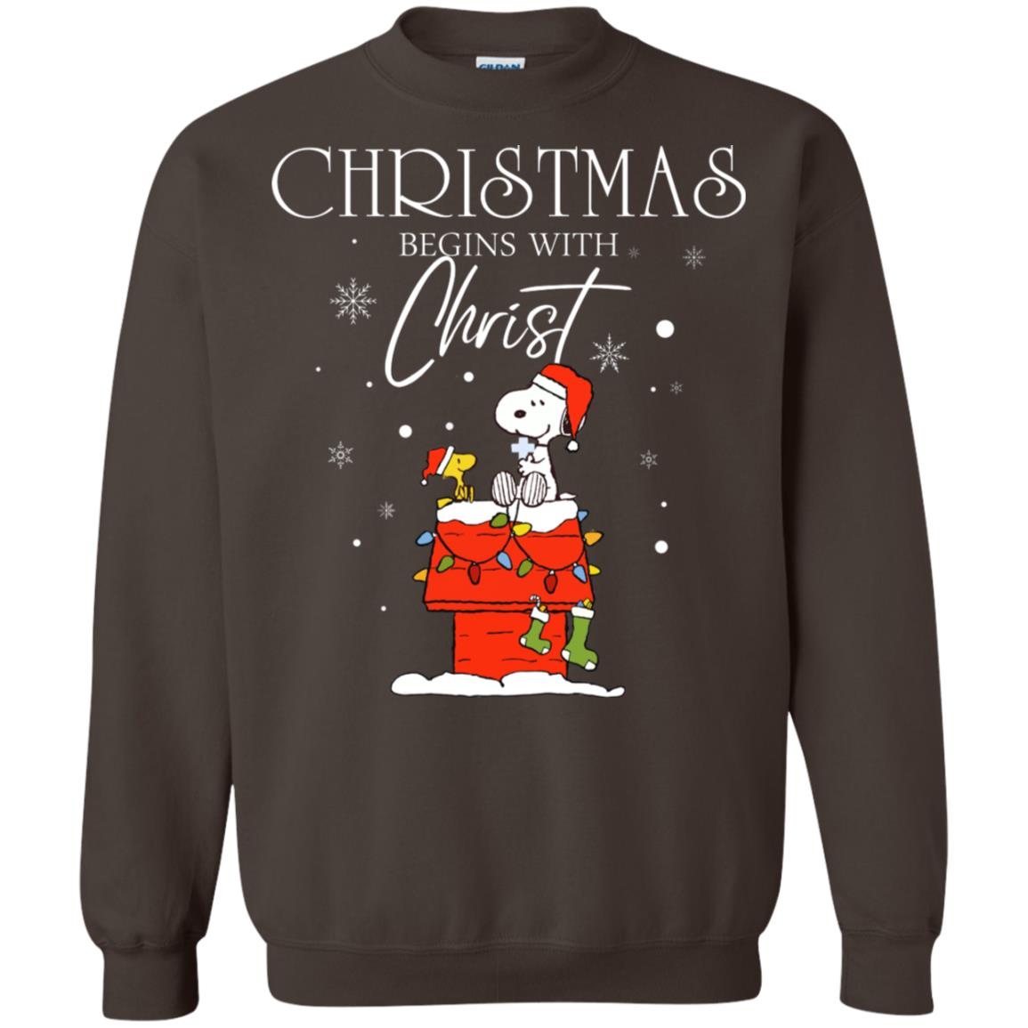 Christmas Begins With Christ Shirt Dark Chocolate
