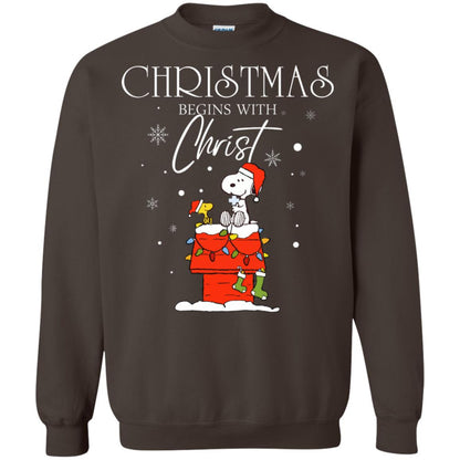 Christmas Begins With Christ Shirt Dark Chocolate