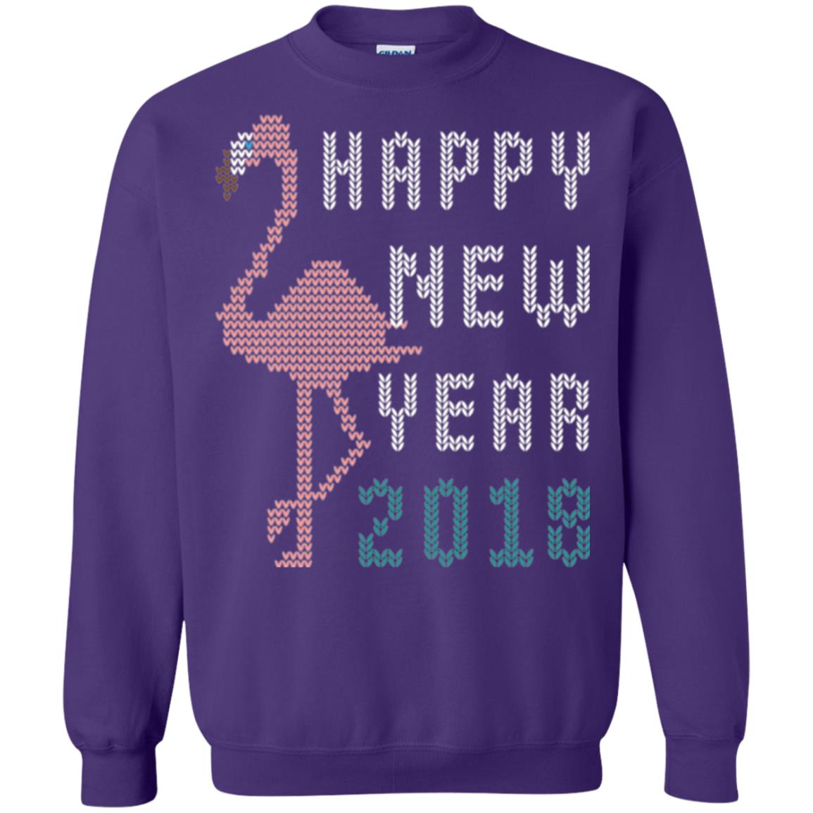 Happy New Year 2018 T-shirt Pink Flamingo Purple