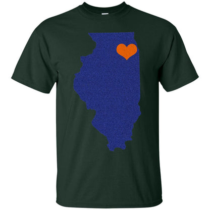 Football T-shirt Chicago Illinois Heart Forest Green