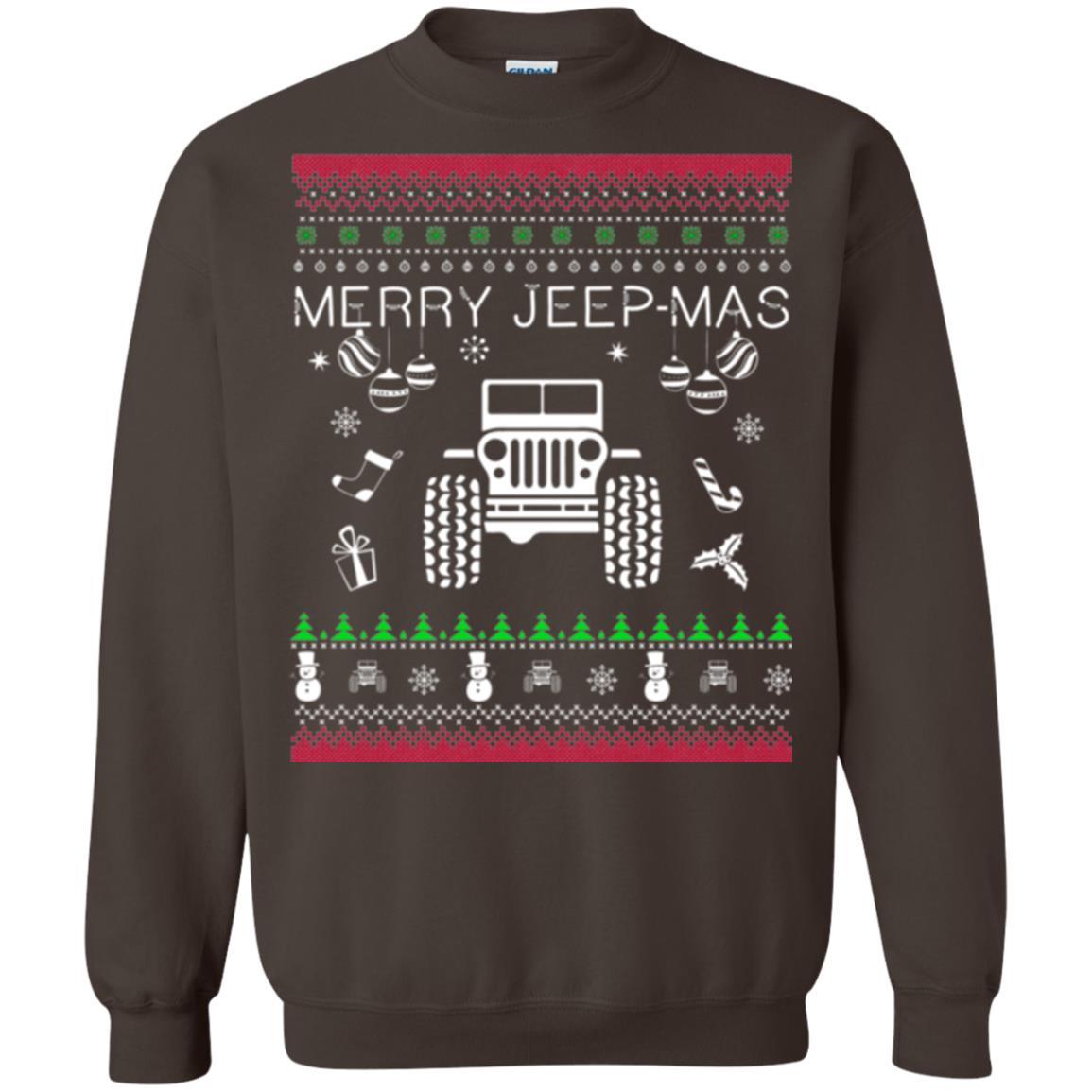 Christmas T-shirt Mery Jeep-mas Jeep Ugly Dark Chocolate