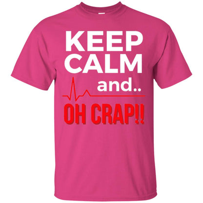 Funny Emergency Room T-shirt Keep Calm Oh Crap Flatline Heliconia