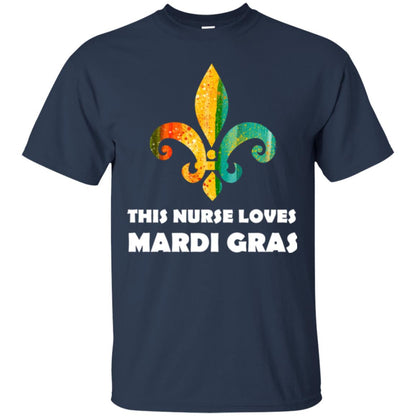 Nurse T-shirt This Nurse Loves Mardi Gras T-shirt Navy