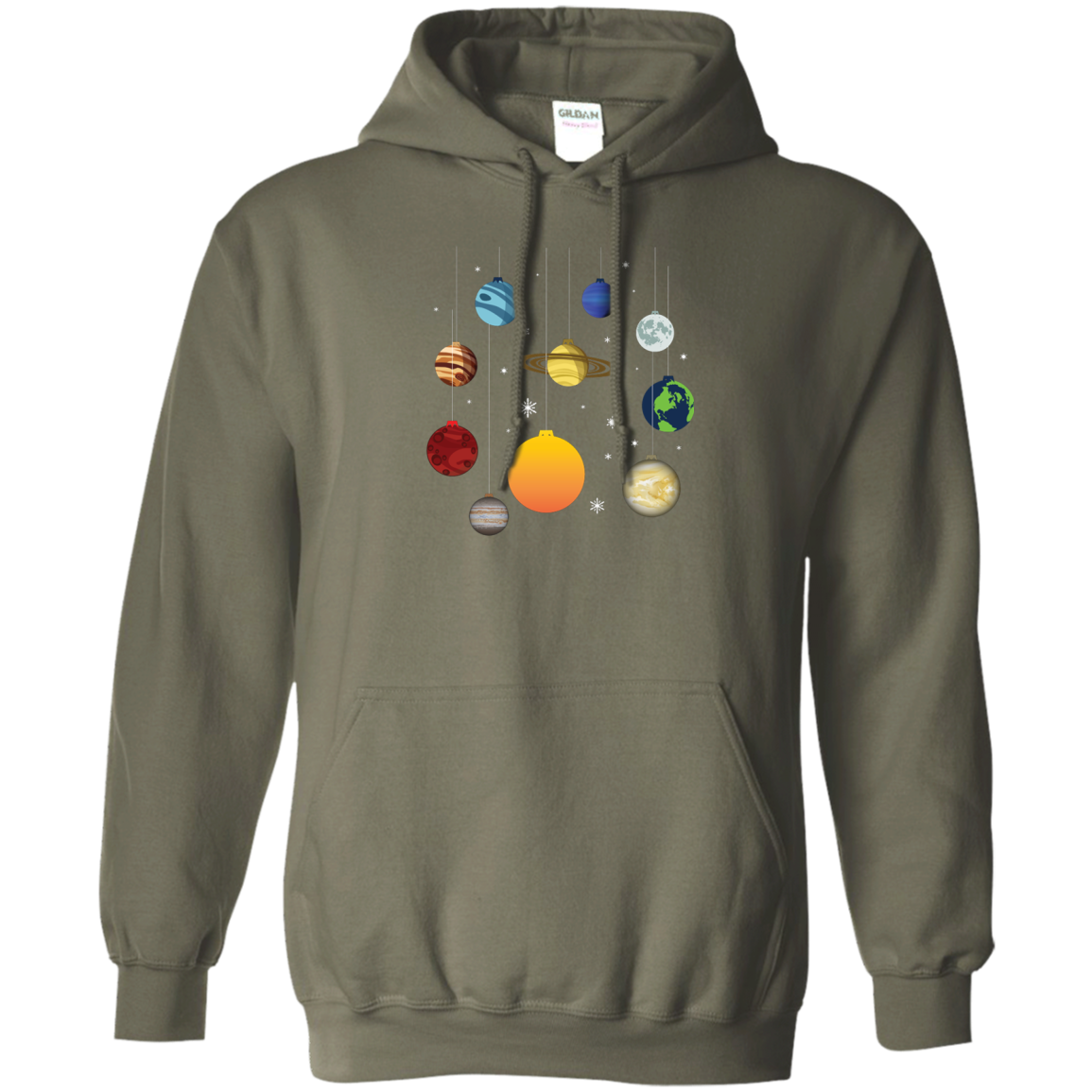 Christmas T-shirt Joy To Universe Christmas Military Green