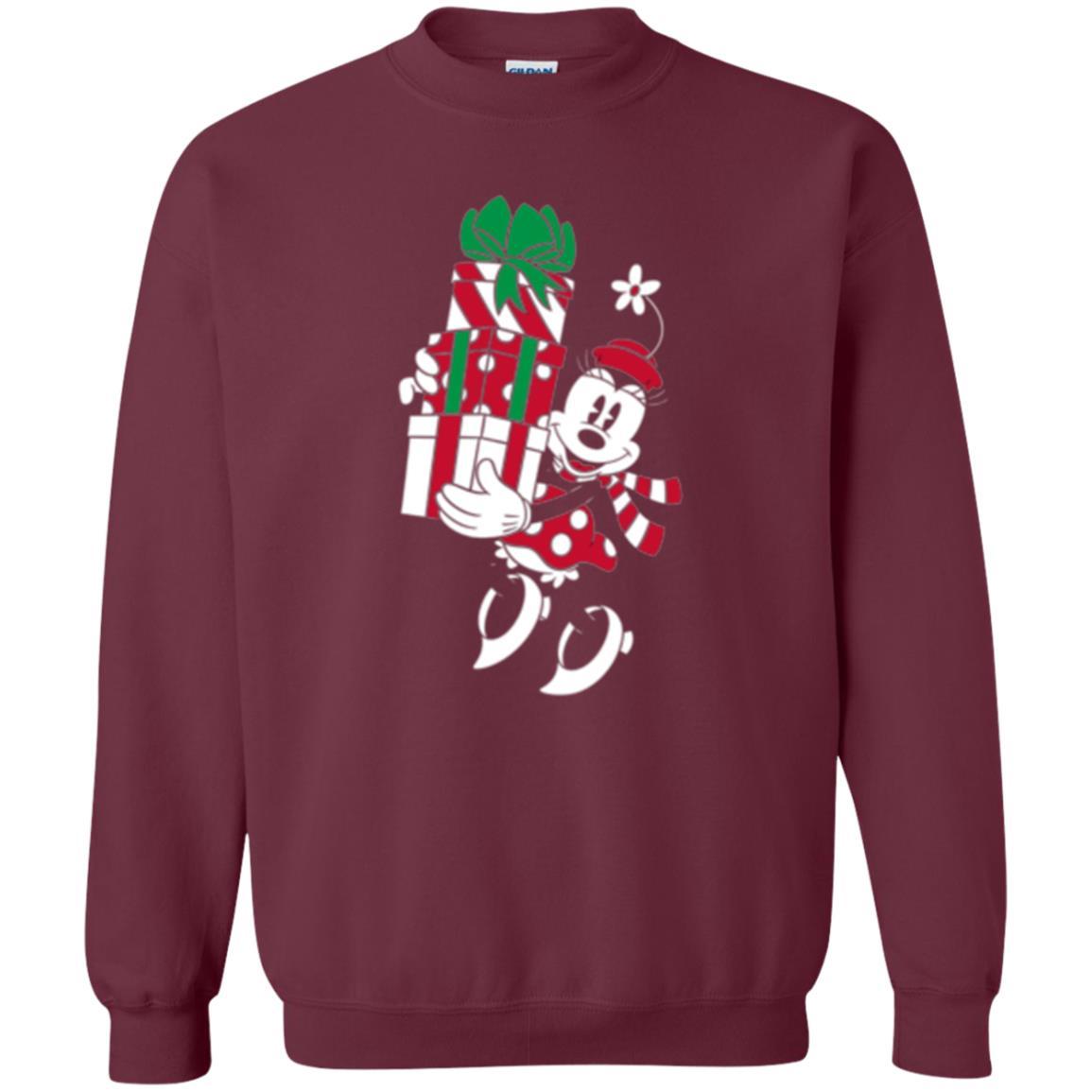 Christmas T-shirt Disney Minnie Mouse Christmas Gifts Maroon