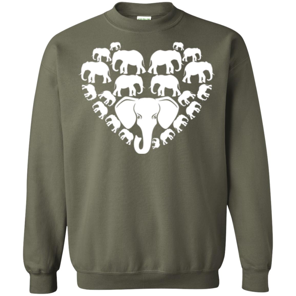 Elephant Lovers T-shirt Special Elephant Heart Military Green