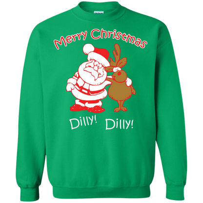 Christmas T-Shirt Merry Christmas Santa And Reindeer Dilly! Dilly! Irish Green