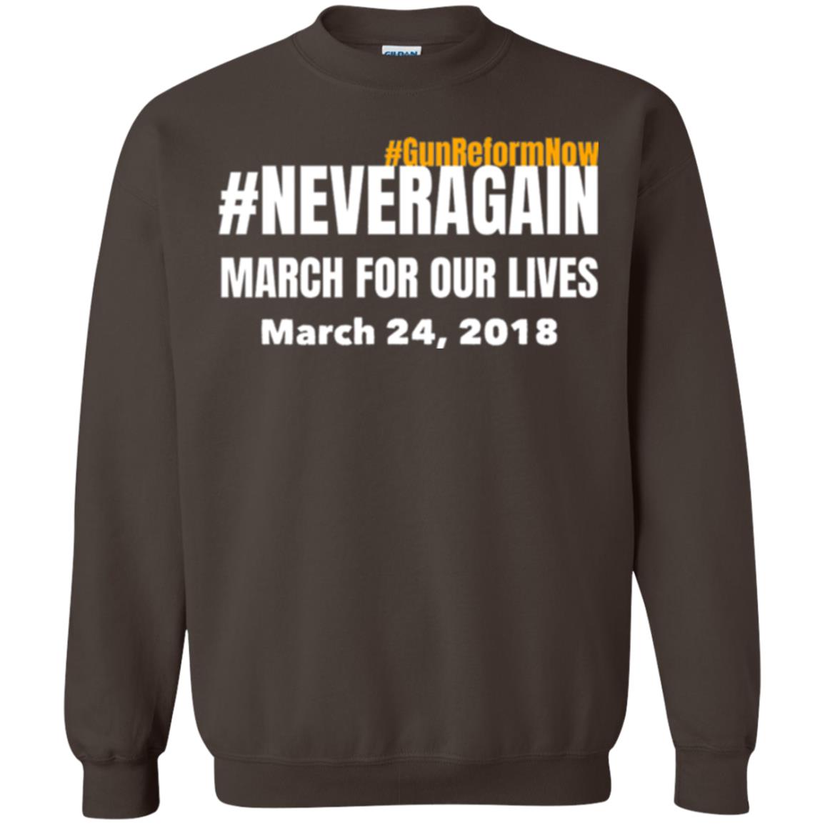 March For Our Lives Never Again Anti Gun T-shirt Dark Chocolate