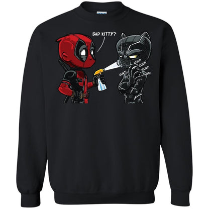 Deadpool Black Panther Bad Kitty Film Lover T-shirt Black
