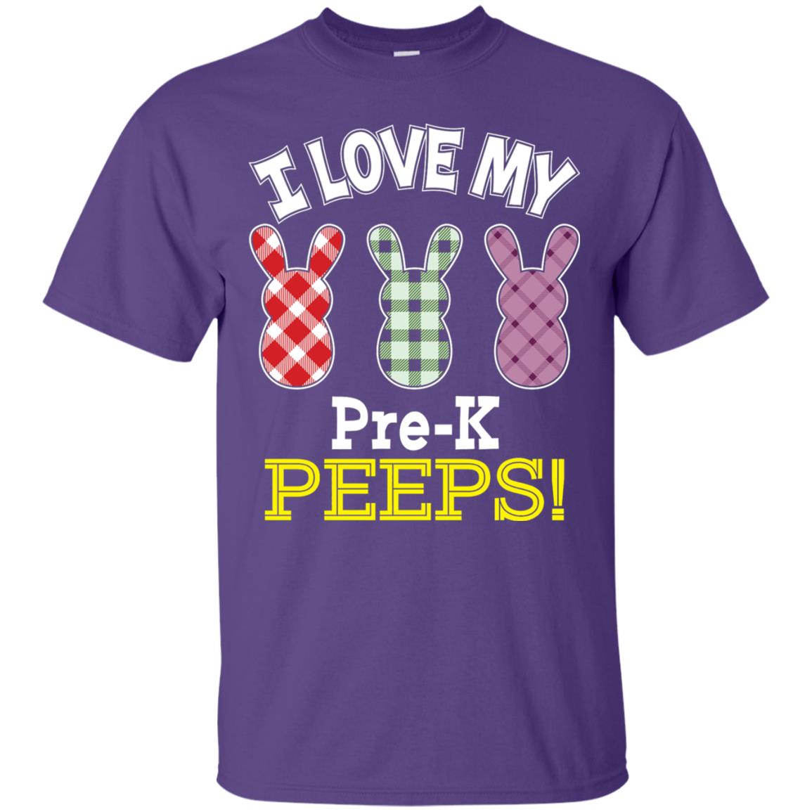 Teacher Easter Day T-shirt I Love My Pre-k Peeps Cute Bunny Purple