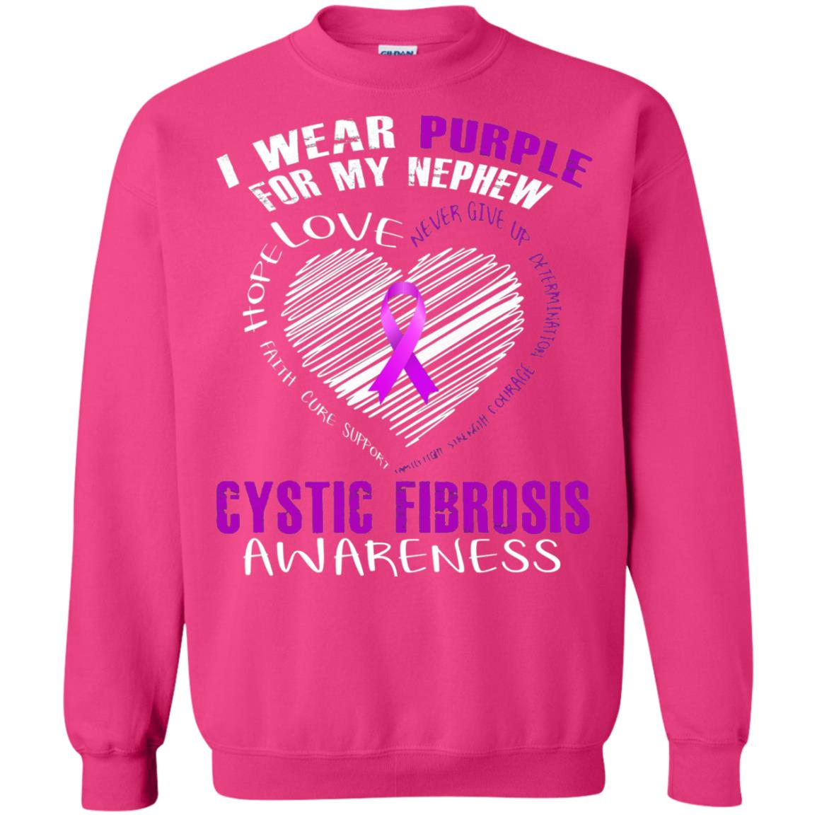 Cystic Fibrosis Awareness T-shirt I Wear Purple Heliconia