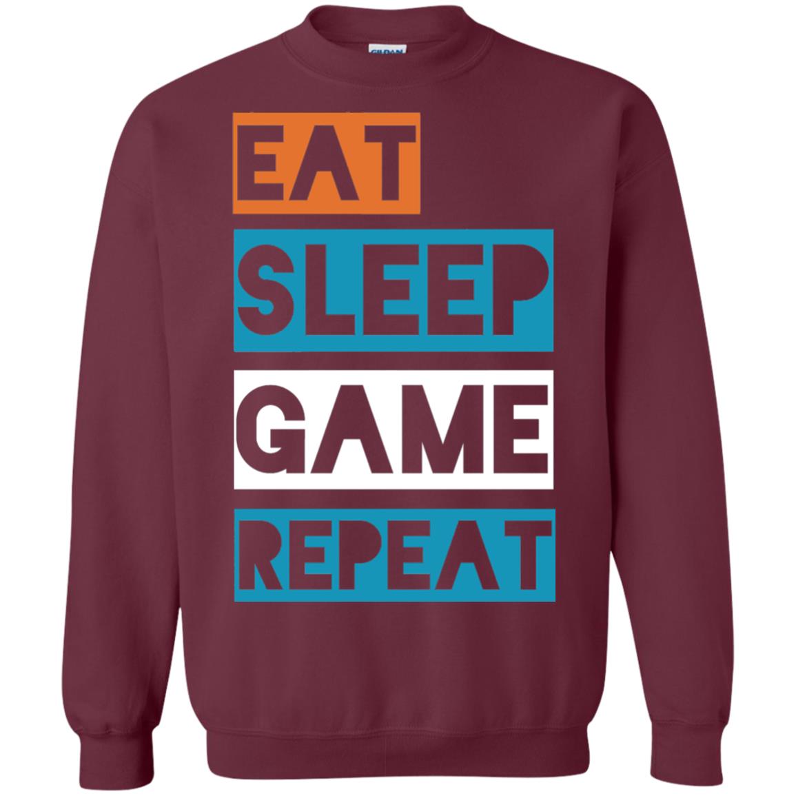 Eat Sleep Game Repeat Video Gamer Player T-shirt Maroon