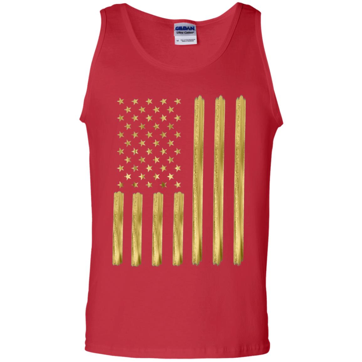 Faux Gold Paint American Flag T-shirt Red