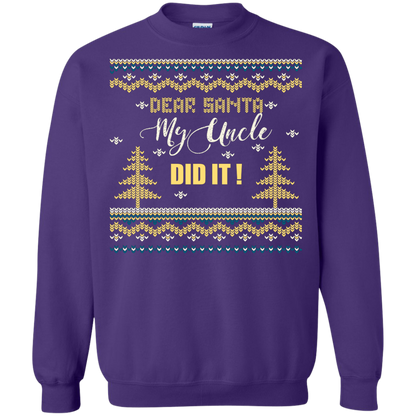 Christmas T-shirt Dear Santa My Uncle Did It Purple