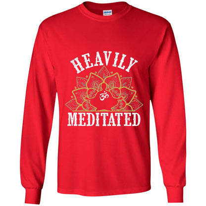 Funny Heavily Meditated Yoga Meditation T-shirt Red
