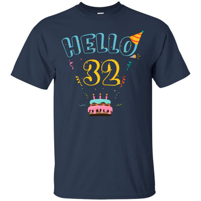 Hello 32 Thirty Two 32th 1986s Birthday Gift Shirt Navy