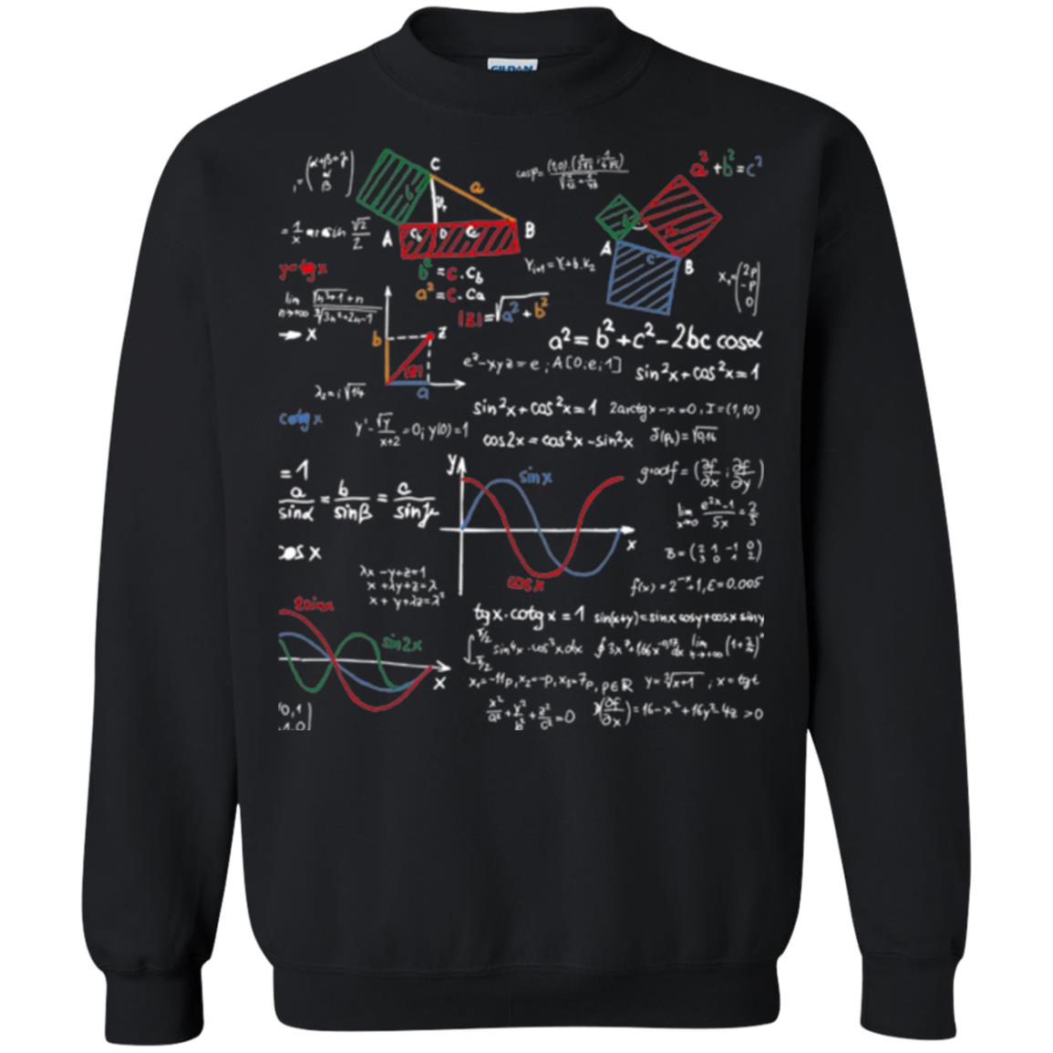Math Lover T-shirt Formulas Cheat Sheet Black