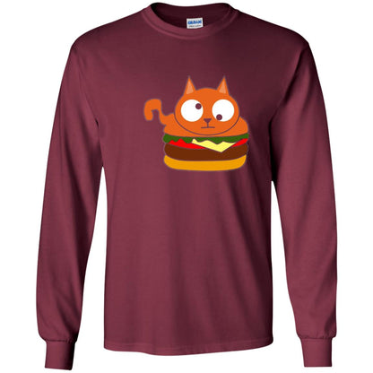 Chibi Kitty Burger Kawaii Cat Lovers Shirt Maroon